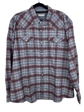 32 Bar Blues plaid long sleeve western pearl a snap shirt XXXL